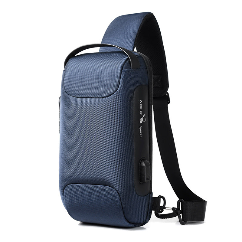 Waterproof travel bag, anti theft Sling Bag with USB Charging Port