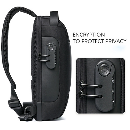 Waterproof travel bag, anti theft Sling Bag with USB Charging Port